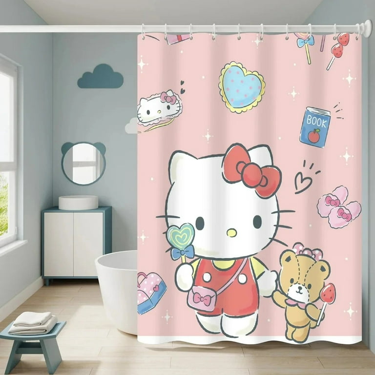 Sanrio Hello Kitty Cute Kawaii Cartoon Shower Curtains Bathroom
