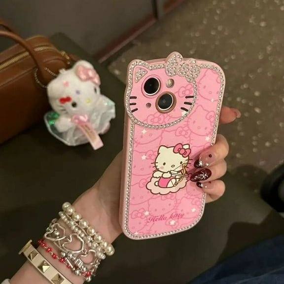 Sanrio Hello Kitty Cute Rhinestone Soft Gel  Phone Case for Apple iPhone 15 14 13 12 11 Pro Max New Phone Case
