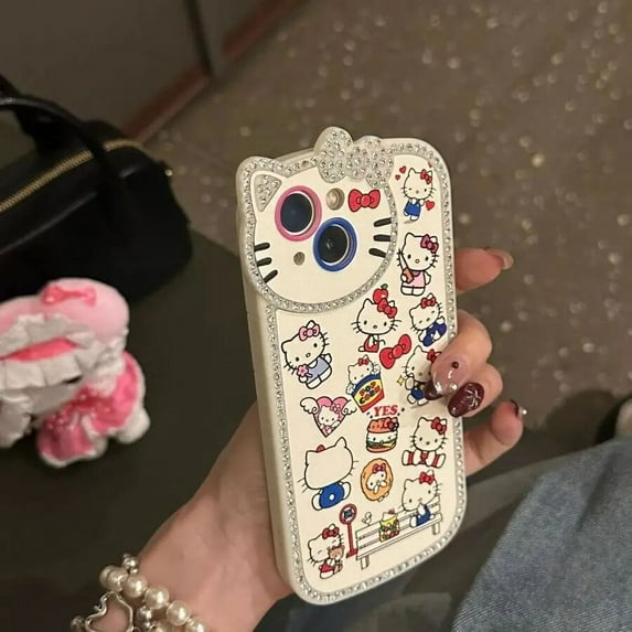 Sanrio Hello Kitty Cute Rhinestone Soft Gel Phone Case for Apple iPhone 15 14 13 12 11 Pro Max New Phone Case