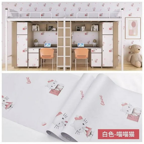 Sanrio Hello Kitty Cute Wallpaper Self Adhesive Bedroom Dormitory Wallpapers Japanese Room Decor Desk Wall Aesthetic Stickers