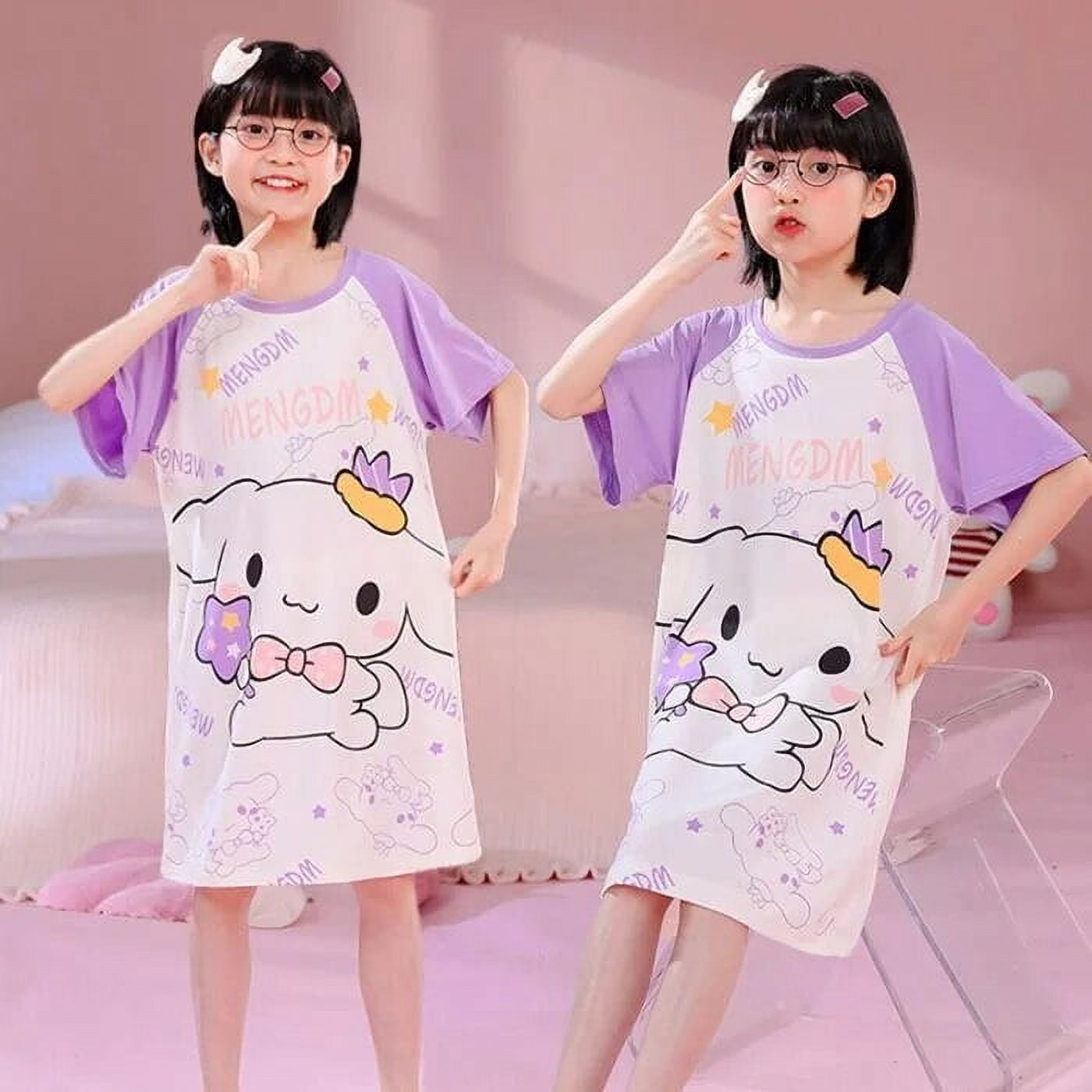 Sanrio Hello Kitty Dress Girls Nightgown Cinnamoroll Kuromi Anime ...