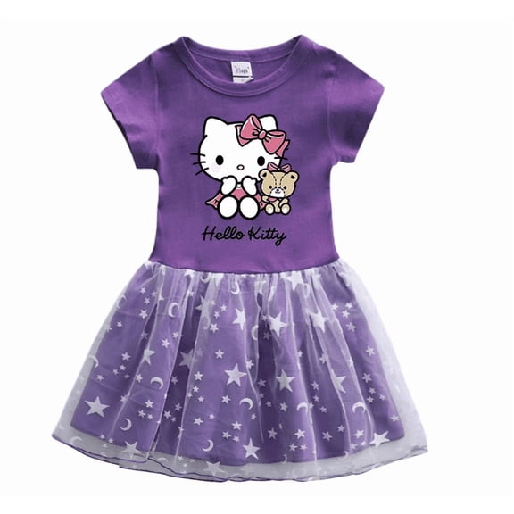 Sanrio Hello Kitty Dress Summer Cartoon Short Sleeve Clothing Holiday Gifts