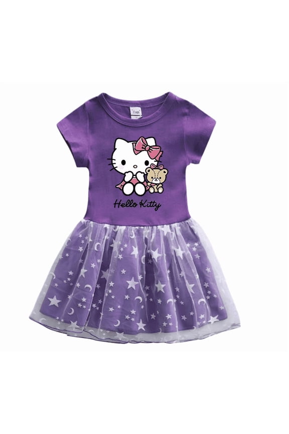 Sanrio Hello Kitty Dress Summer Cartoon Short Sleeve Clothing Holiday Gifts