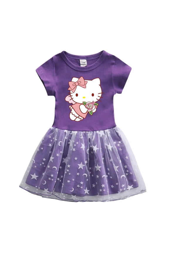 Sanrio Hello Kitty Dress Summer Cartoon Short Sleeve Clothing Holiday Gifts