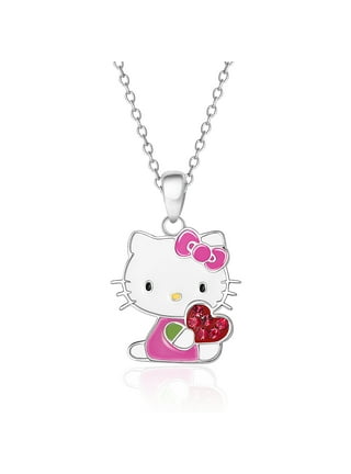 Sanrio Hello Kitty Girls Pave Fashion Jewelry Necklace - 16+3 Necklace,  Neon Pink - Officially Licensed Authentic