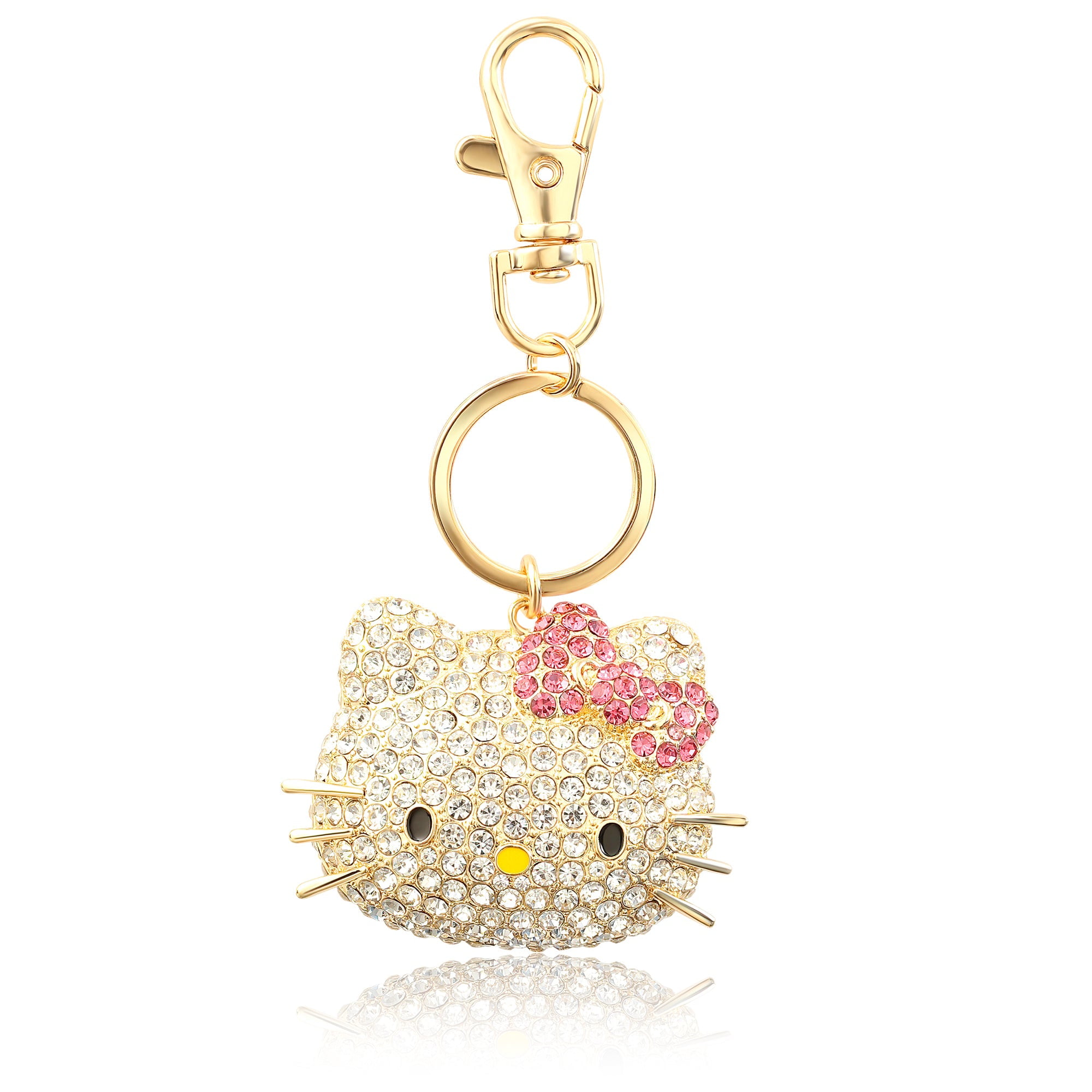 Hello Kitty Keychain Official License, Multicolored Pave Crystal Sanrio Keychain with Lobster Clip
