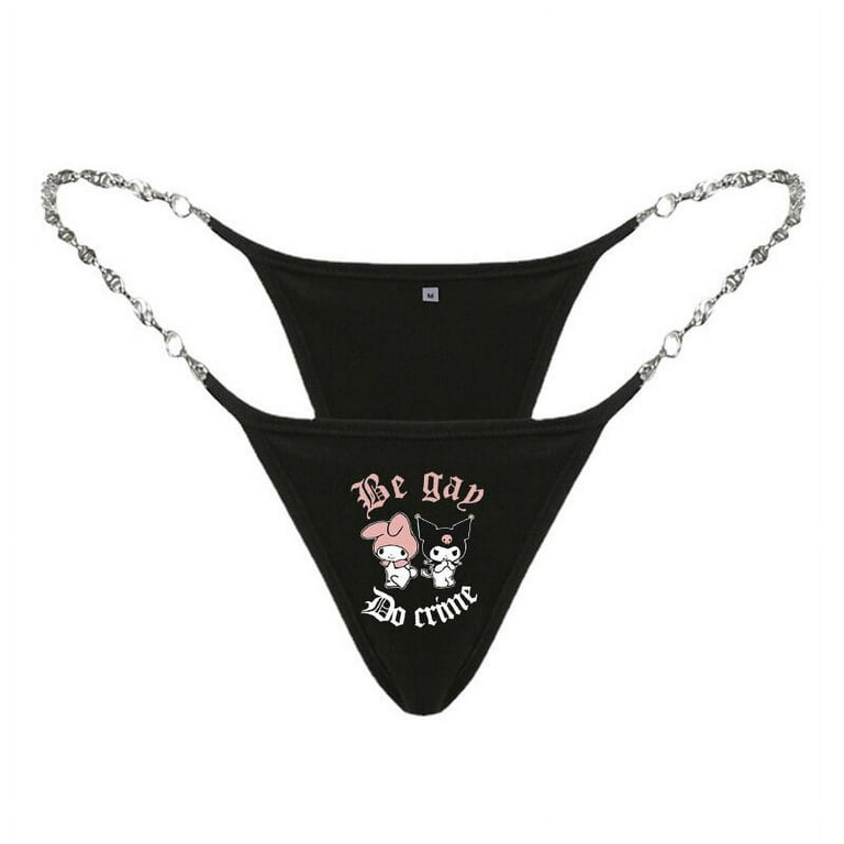 Sanrio Hello Kitty Fashion Female Metal Chain Thong My Melody Kuromi Y2K  Girls Sexy Underwear Low Waist Women Underwear Pants 