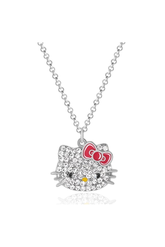 Sanrio Hello Kitty Fashion Pave Crystal Necklace, 16"+3"