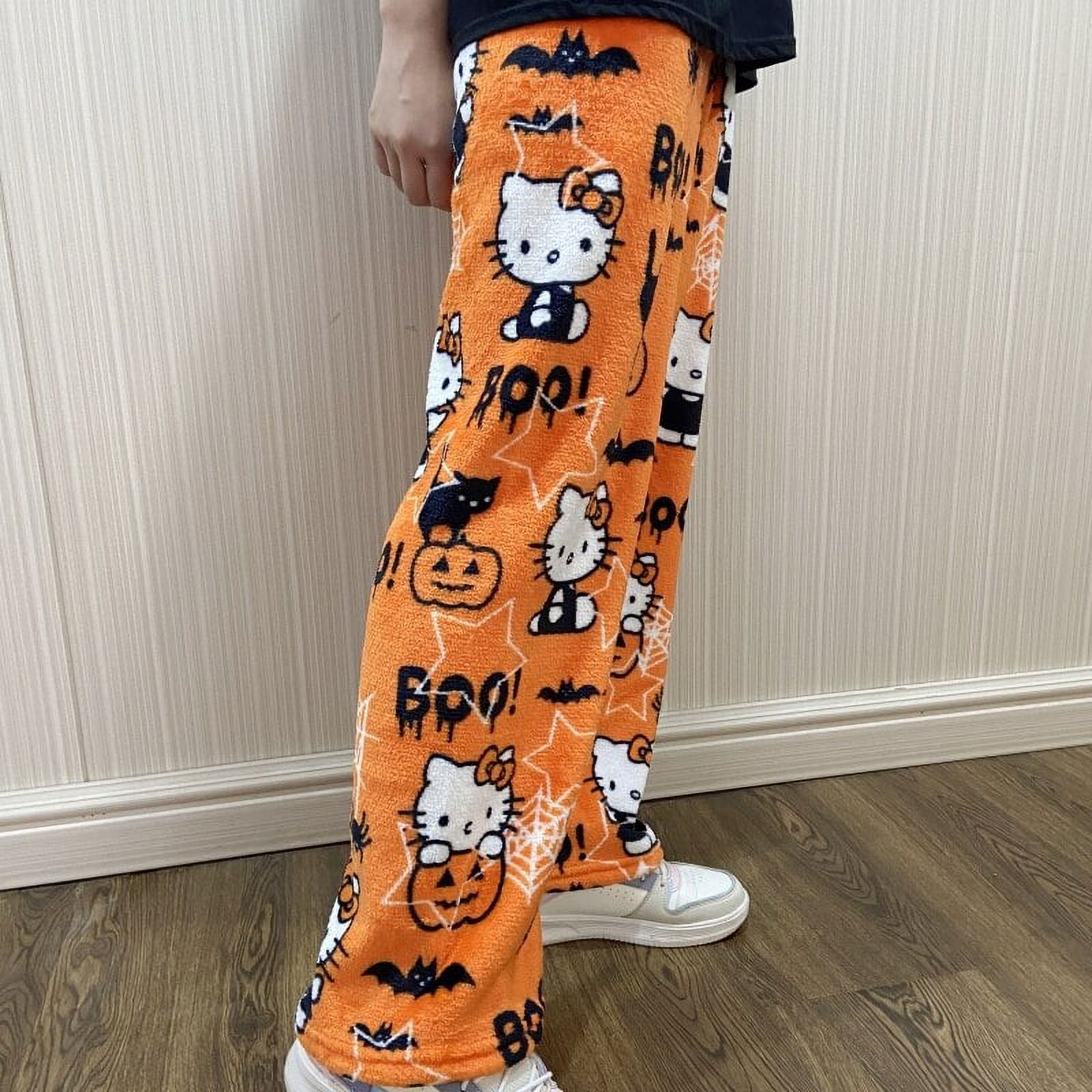 Sanrio Hello Kitty Flannel Pajamas Halloween Women Warm Woolen Cartoon ...