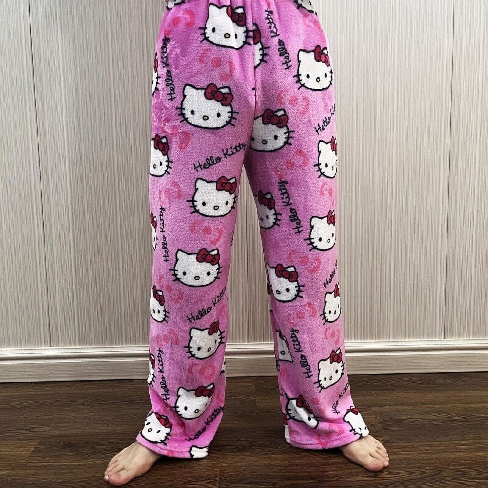 Sanrio Hello Kitty Flannel Pajamas Halloween Women Warm Woolen Cartoon ...