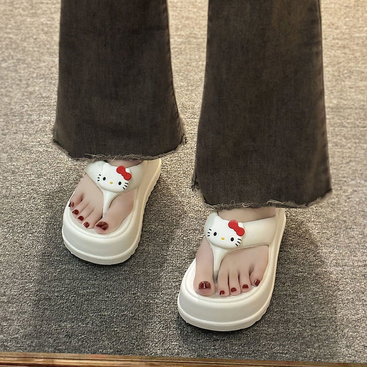 Sanrio Hello Kitty Flip Flops Women Summer Outdoor Platform Shoes Cartoon Beach Sandals Y2k