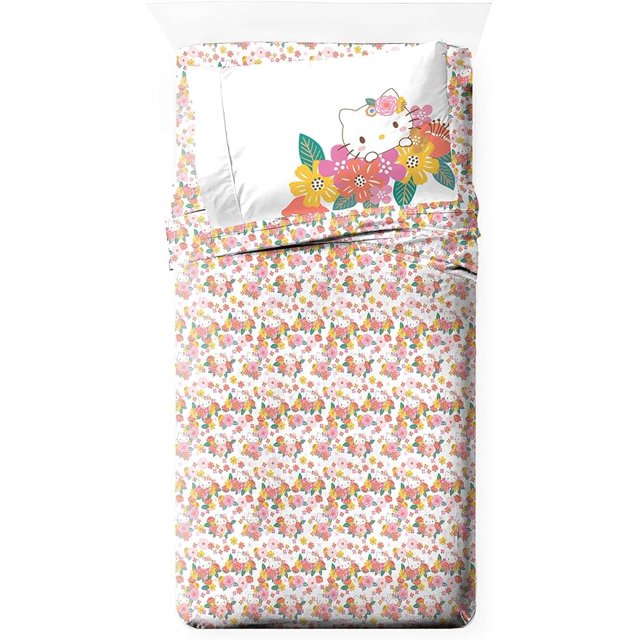 Sanrio Hello Kitty Floral Grace 3 Piece Twin Size Sheet Set