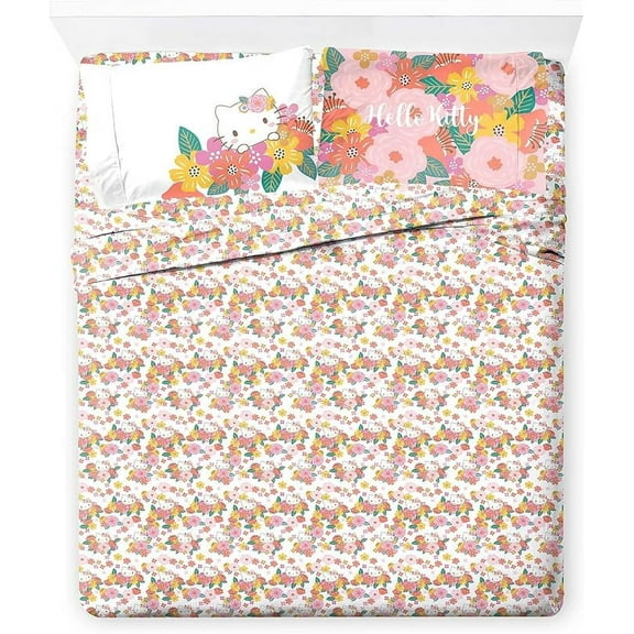Sanrio Hello Kitty Floral Grace 4 Piece King Size Sheet Set