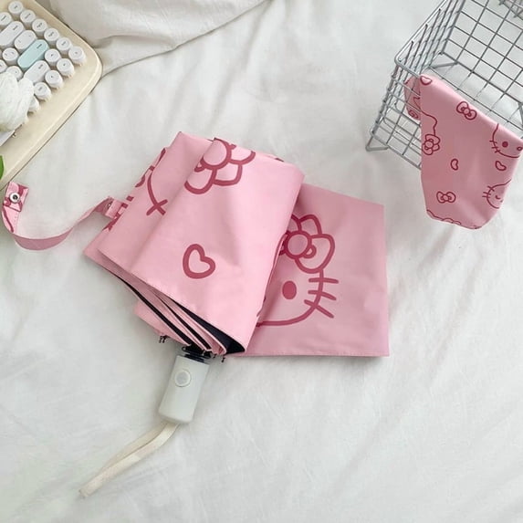 Sanrio Hello Kitty Folding Automatic Umbrella Anime Automatic Rebound Sunscreen UV Sunshade Umbrella Gifts