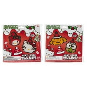 Sanrio Hello Kitty and Friends Heat & Fuse Melty Christmas Holiday Ornaments Beads Craft Kits - Hello Kitty & My Melody, Cinnamoroll, Keroppi in Santa Hat - Set of 2