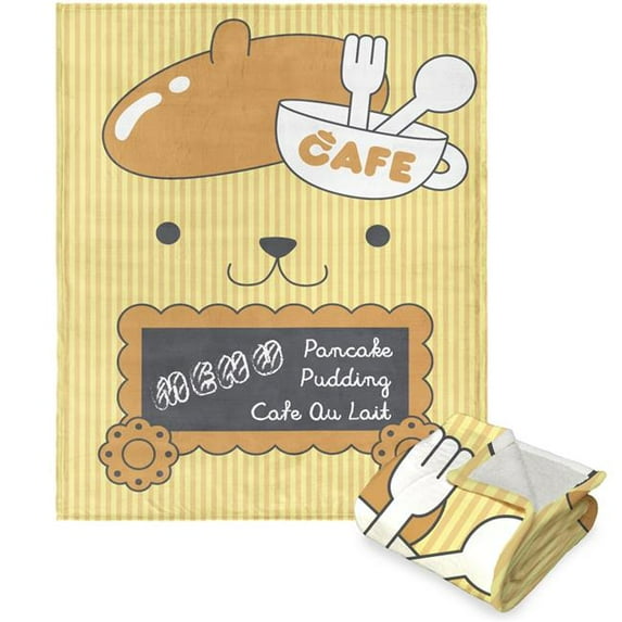 The Northwest Group 1POM-35100-0016-RET 50 x 60 in. Sanrio Pompompurin Pompom Cafe Silk Touch Sherpa Throw, Yellow