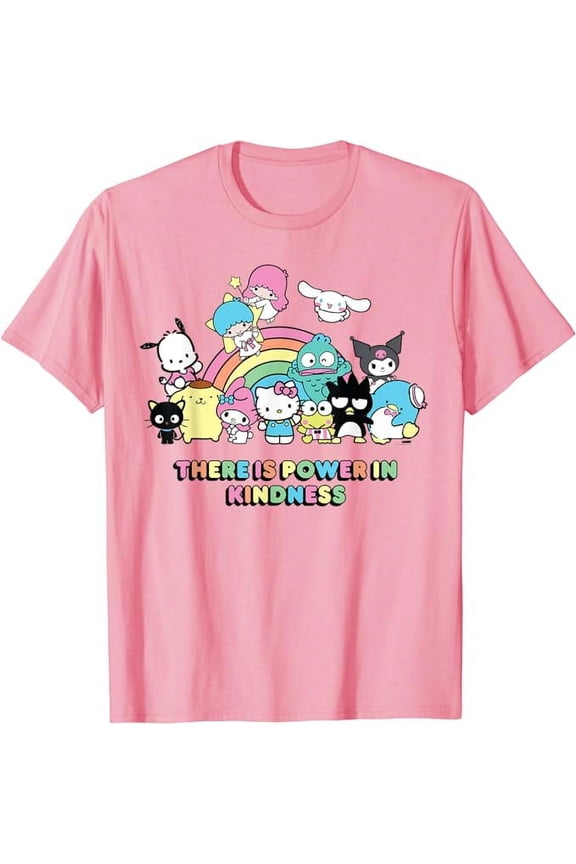 Sanrio Hello Kitty & Friends Power in Kindness Light Pink Classic Fit T-Shirt, Short Sleeve, Tee Gift For Men Women Cat Lovers, Light Pink Color, Size XL