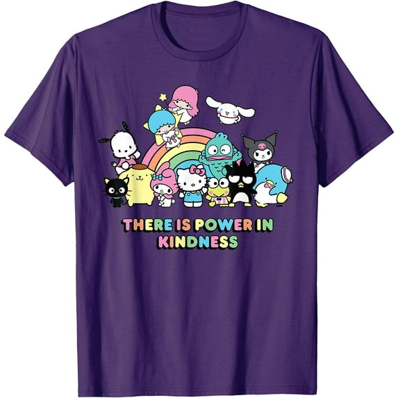 Sanrio Hello Kitty & Friends Power in Kindness DTG Print Unisex T-Shirt,Purple Color,Size M