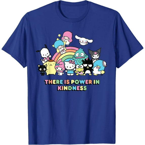 Sanrio Hello Kitty & Friends Power in Kindness DTG Print Unisex T-Shirt,Royal Blue Color,Size 3XL