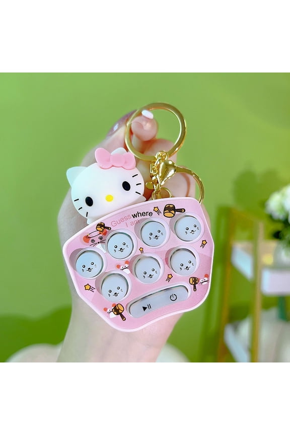Sanrio Hello Kitty Game Console Keychain My Melody Kuromi Cinnamoroll Mini Handheld Whack-A-Mole Mini Decompression Game Pendant