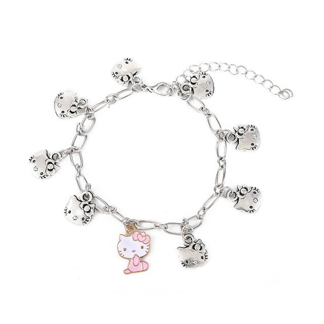 Sanrio Hello Kitty Girl Bracelet Ornaments With Chain Alloy Silver