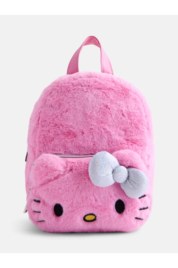 Hello Kitty Girls Mini Faux Fur Backpack, Pink