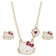 Sanrio Hello Kitty Girls Jewelry Set- 18" + 3" Necklace Stud Earrings Jewelry for Girls Gifts