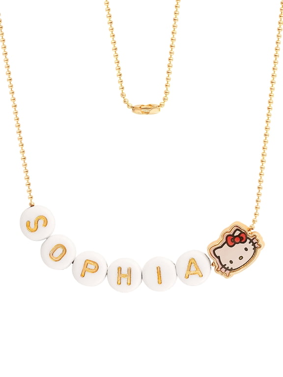 Hello Kitty Girl's/Tween Personalized Necklace, 16" with 55 Letter Beads
