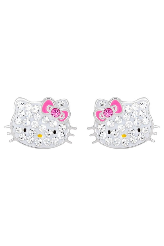 Sanrio Hello Kitty Girl's/Tween Sterling Silver Crystal Stud Earrings