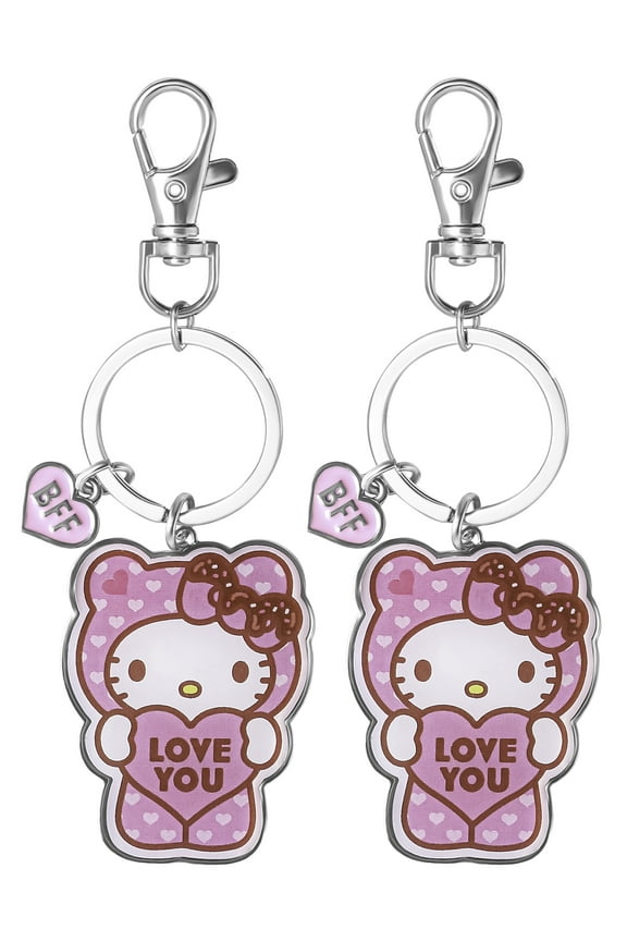 Hello Kitty Girls Hello Kitty Love You BFF Keychain Charm Set of 2 - Size: 2 inches, Brand: Sanrio, Durable Material, Adorable Design