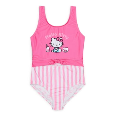 Sanrio Hello Kitty Girls One-Piece Swimsuit with UPF 50+, Sizes 4-12