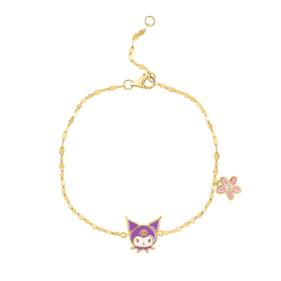 Sanrio Hello Kitty Gold Flash Plated Bracelet 6.5"+1" - Kuromi