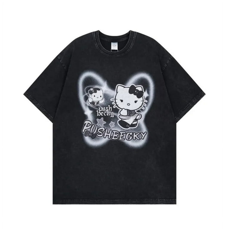 HELLO  PEAK Hello Kitty Tシャツ ブラック サンリオ ハローキティ Tシャツ(L) ブラック アパレル 日本製