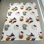 Sanrio Hello Kitty Halloween Ghost Christmas Plush Flannel Blanket Cartoon Large Cotton Sofa Nap Blanket Bed Sheet Girl Gift