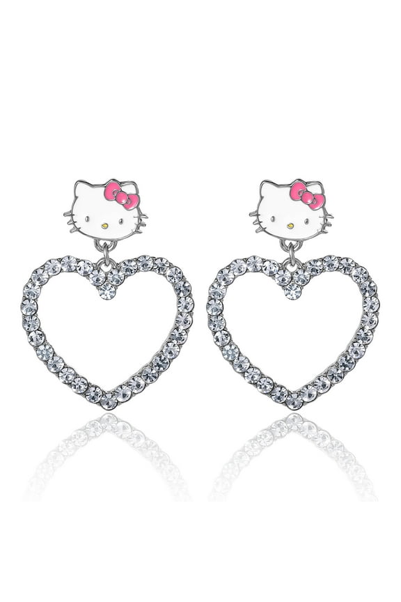 Sanrio Hello Kitty Heart Dangle Drop Earrings