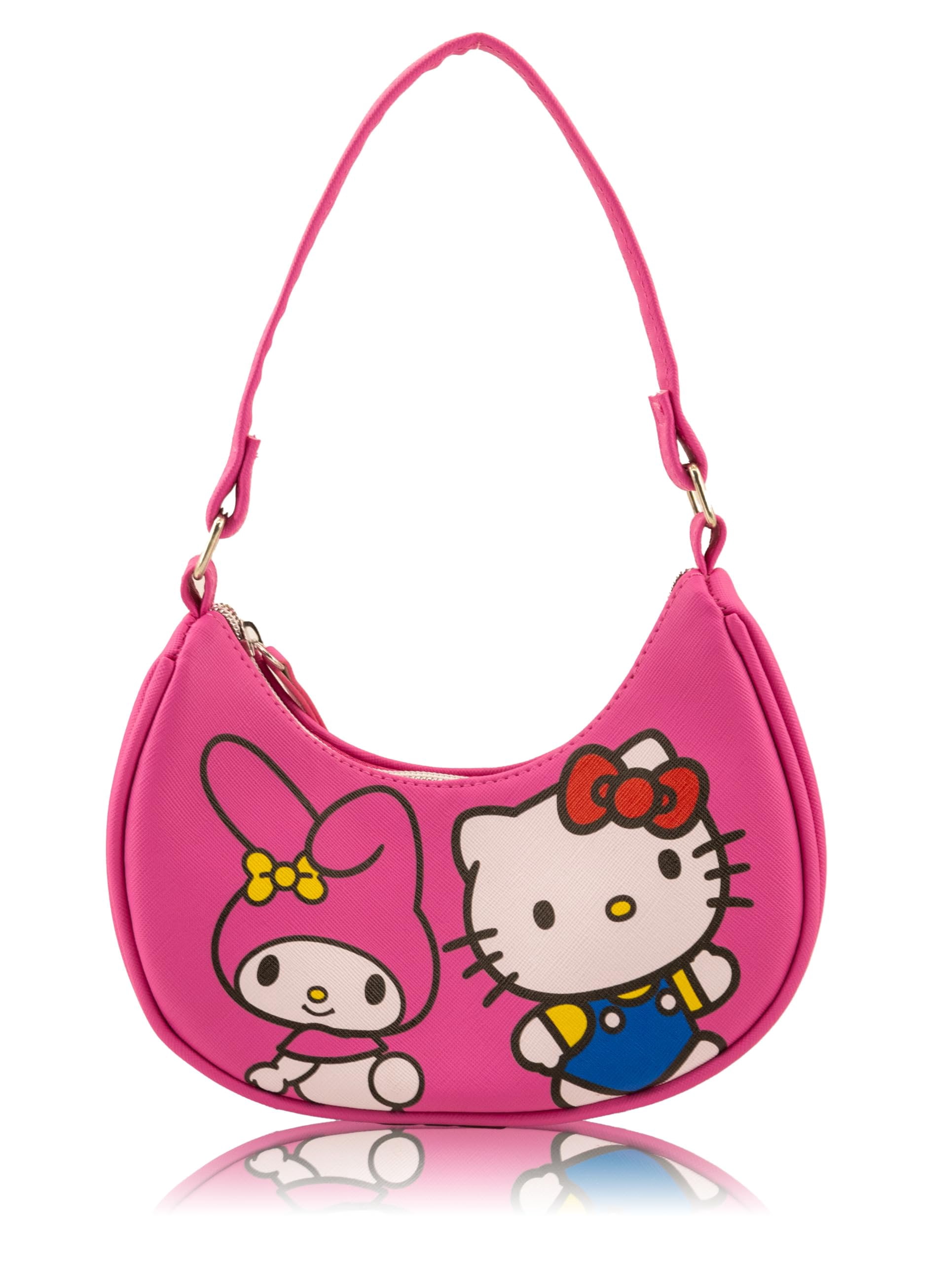 Sanrio Hello Kitty Hobo Handbag Purse for Girls  Crossbody Shoulder Bag with Adjustable Strap  Small PU Leather Toddler Purse, Preschool Handbag, Everyday Tote or Travel Mini Purse Ages 3+