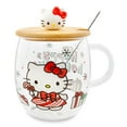 thumbnail image 1 of Sanrio Hello Kitty Holiday 17-Ounce Glass Coffee Mug With Lid and Spoon, 1 of 8