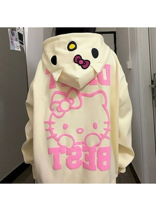 Anime Cartoon Hello Kitty Hooded Coat Kawaii Sanrio Girls Loose