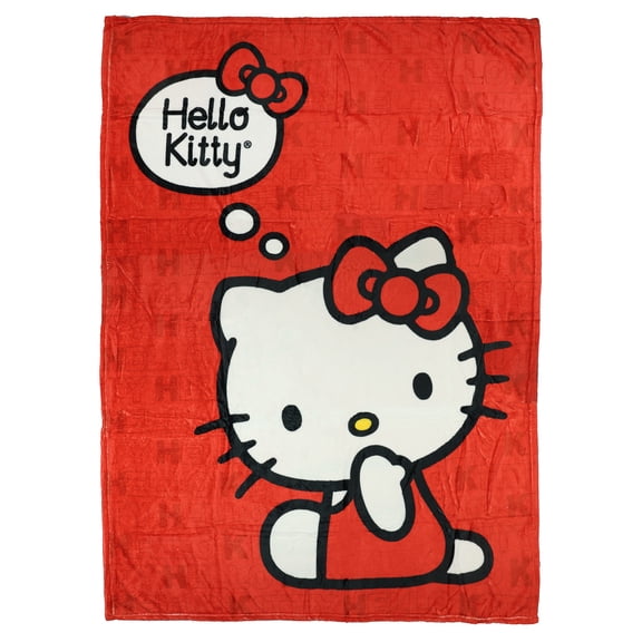 Sanrio Hello Kitty How Cute Micro Raschel Lap Throw Blanket 45" x 60"