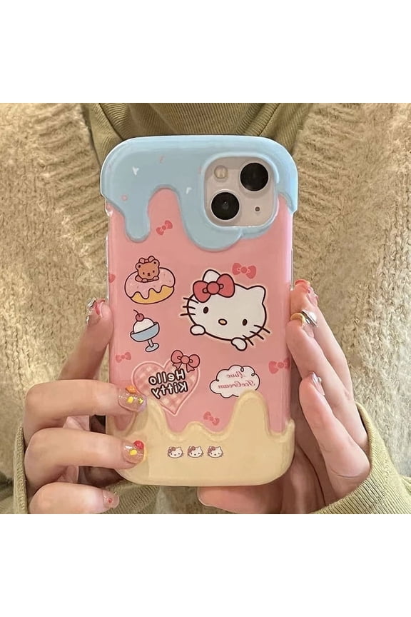 Sanrio Hello Kitty Ice Cream 3D Kawaii Anime Phone Case IPhone 7 8 14 Plus Cute Cover Iphone 13 11 12 Pro Xs Max Case Y2k Korean