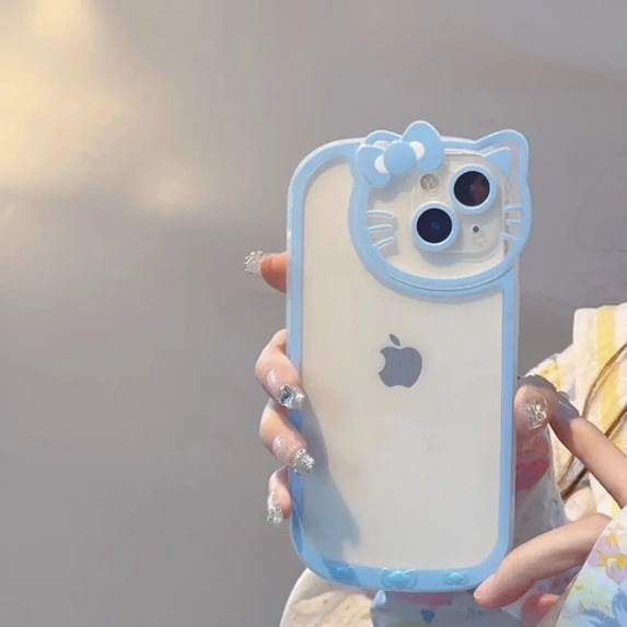 Sanrio Hello Kitty Kawaii KT Head Phone Case For iPhone 15 14 13 Pro Max 11 12 13 Pro X XR 7 8 Plus Girl Pink Y2K Cute Cover
