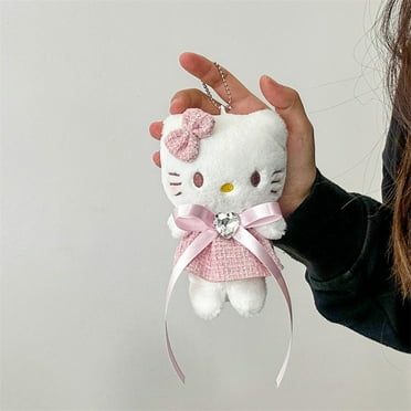 Sanrio Hello Kitty Keychains Kawaii Cute Stuffed Doll Car Keyring Pendant Decoration Plushie Kitty Key Chain Christmas Gifts Kid