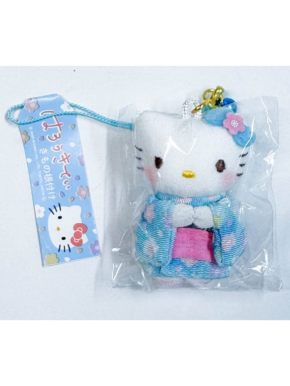 Hello Kitty Kimono Keychain Charm Blue Outfit with Pink Bow