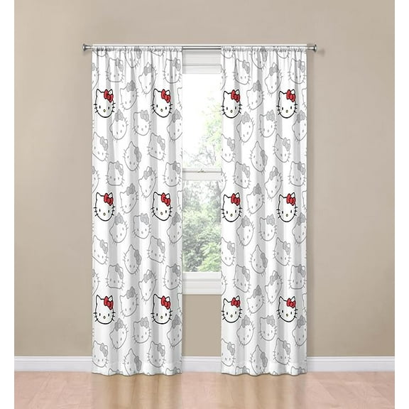 Sanrio Hello Kitty Kitty Kat 2 Panel Blackout Curtain Set, 84 Inch Long - Girly Home Décor