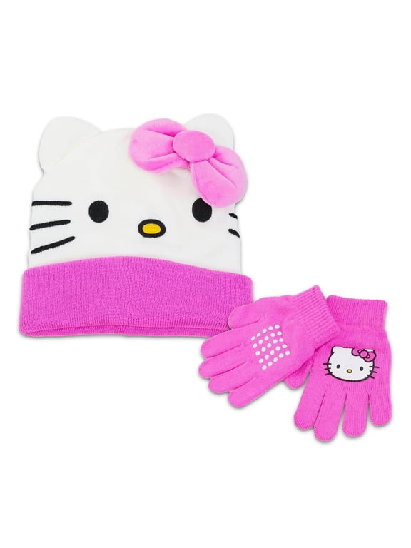 Sanrio Hello Kitty Knit Beanie and Gloves 2 Piece Set