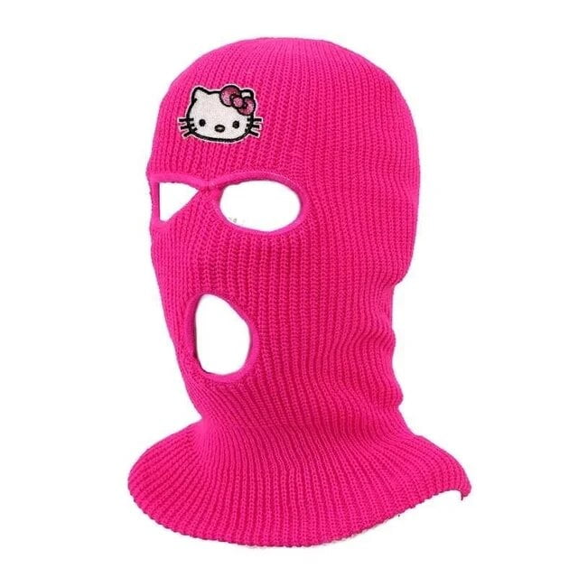 Sanrio Hello Kitty Knitted Pink Facekini For Women Y2k Hot Girl Love