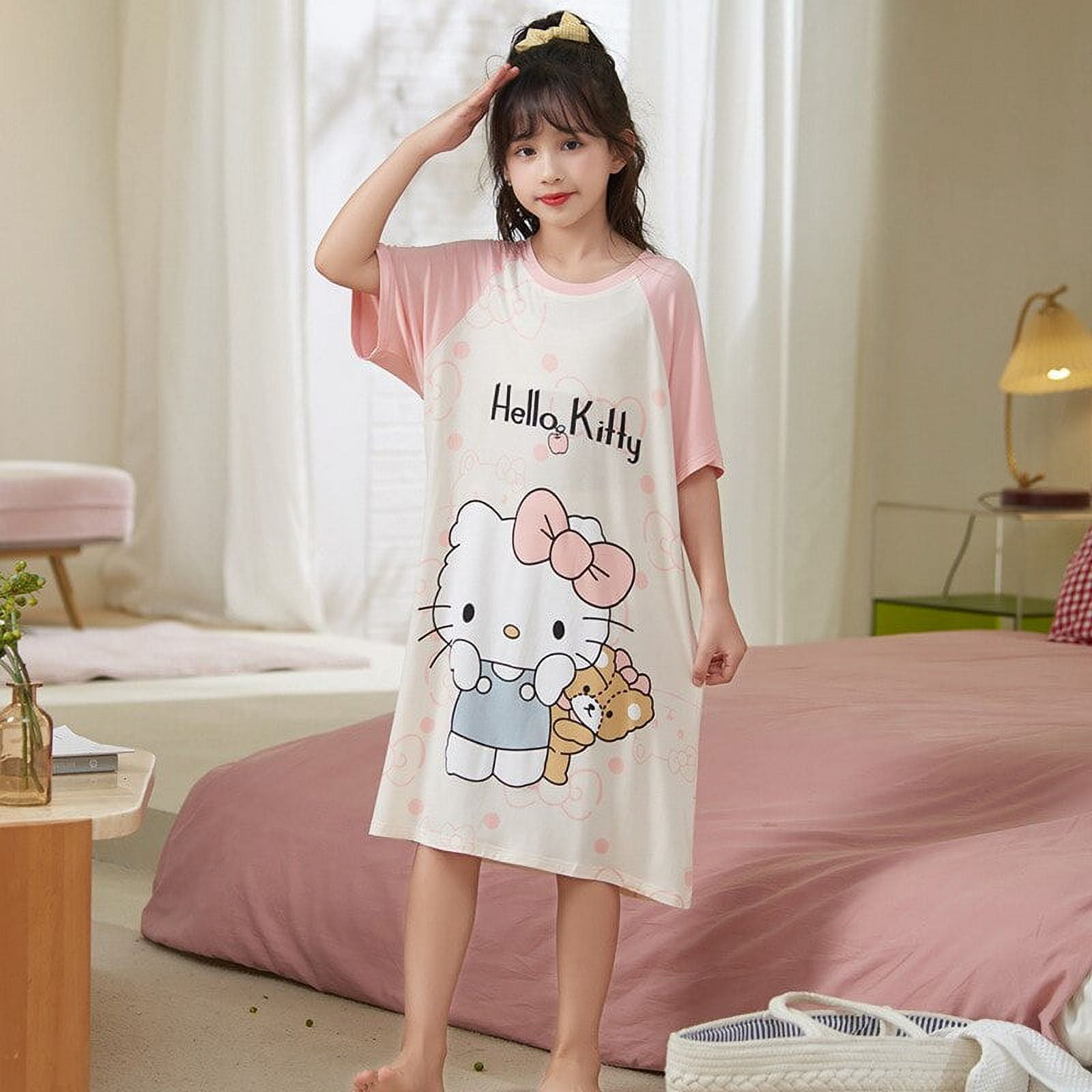 Sanrio Hello Kitty Cotone Pigiama per bambini Set Kuromi Cinnamoroll  Cartone animato Casual Homewear Carino Nightwear Anime Pigiameria Ragazza  Regalo