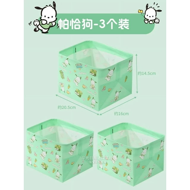 Sanrio Hello Kitty Kuromi Foldable Clutter Storage Box Desktop Dormitory Cosmetics Snacks Organization Storage Basket Waterproof