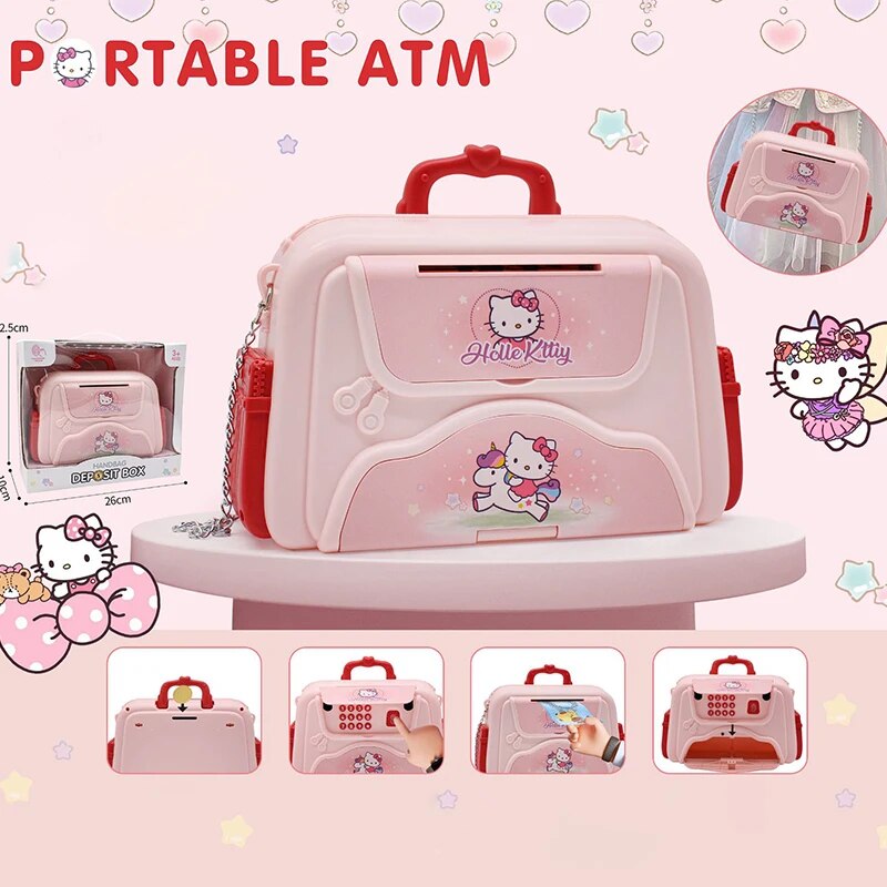 Sanrio Hello Kitty Kuromi Handbags Password Box Piggy Bank Atm Machine