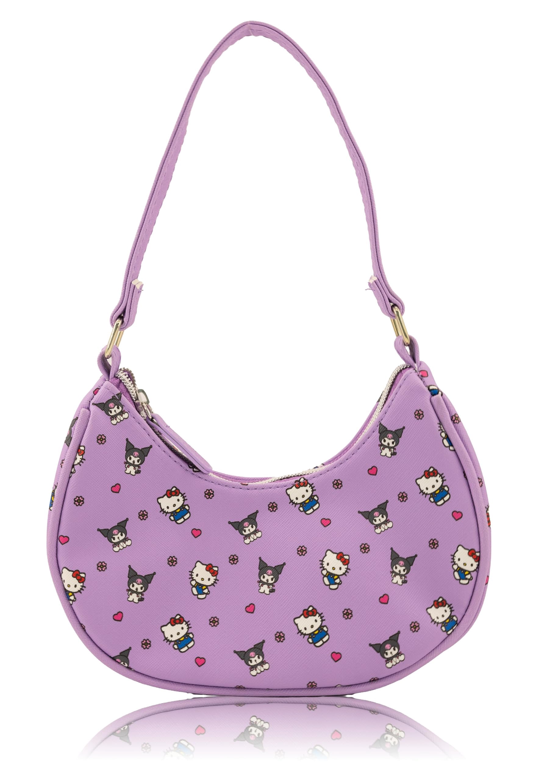 Sanrio Hello Kitty & Kuromi Hobo Handbag Purse for Girls  Crossbody Shoulder Bag with Adjustable Strap  Small PU Leather Toddler Purse, Preschool Handbag, Everyday Tote or Travel Mini Purse Ages 3+